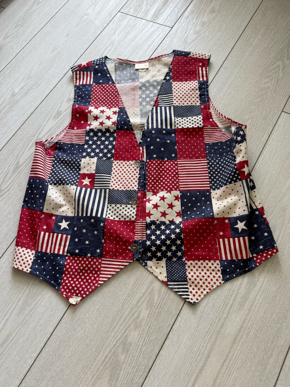 Joni-Lyn Texas USA patch American flag vest red white blue stars stripes medium